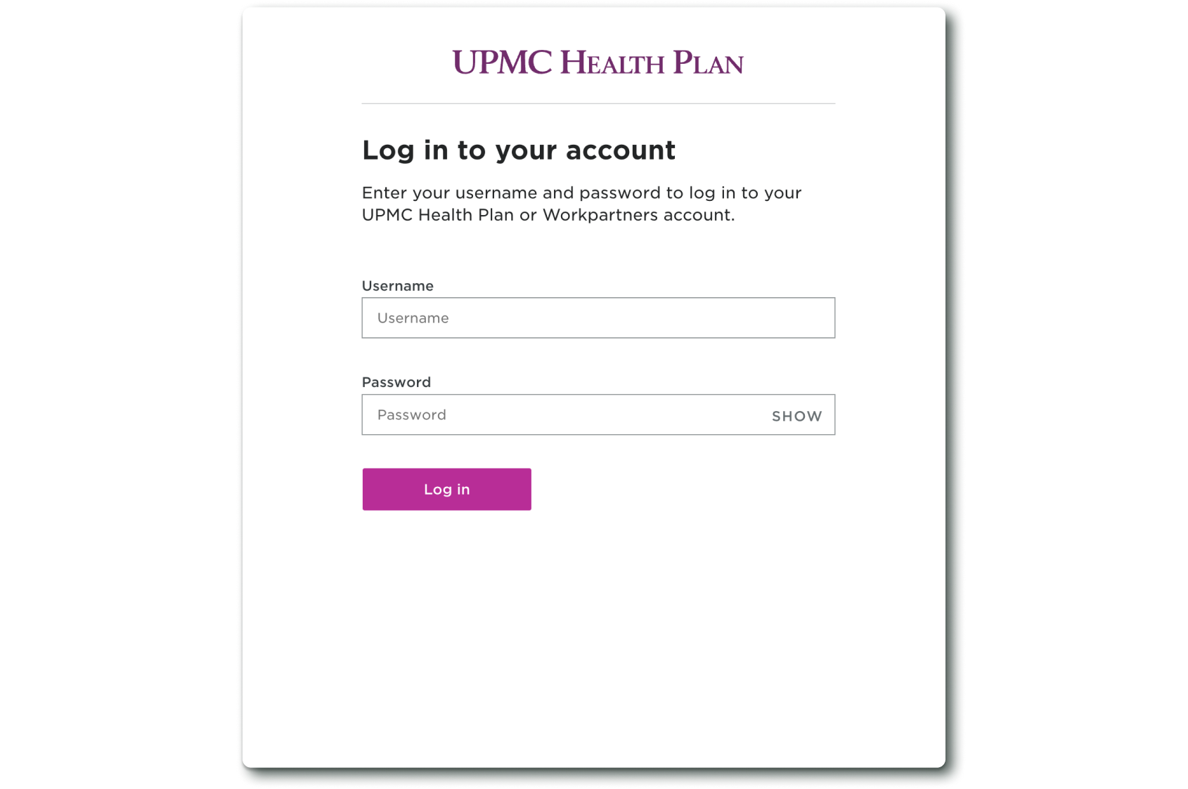 Flexpa Link UPMC login modal