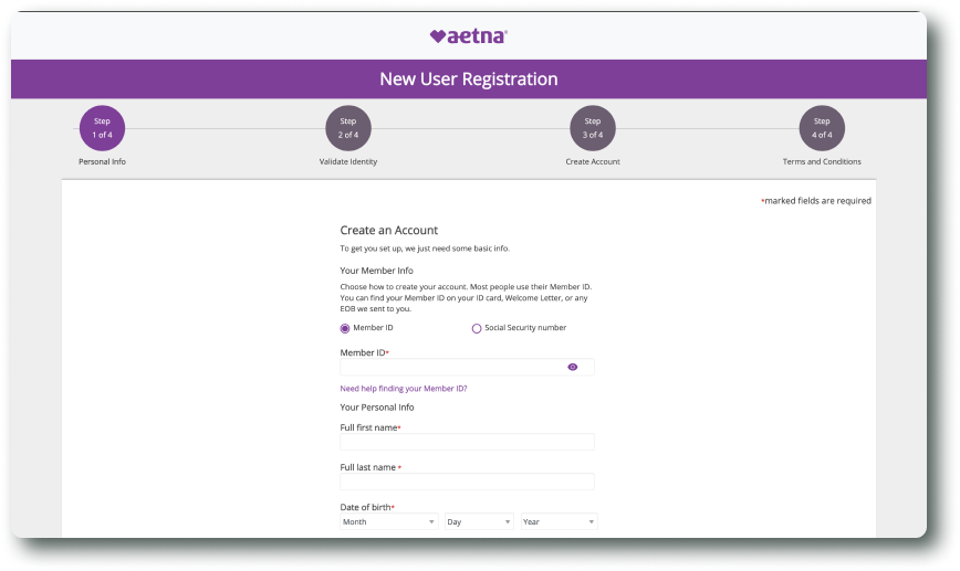 Flexpa Link Aetna registration modal 2