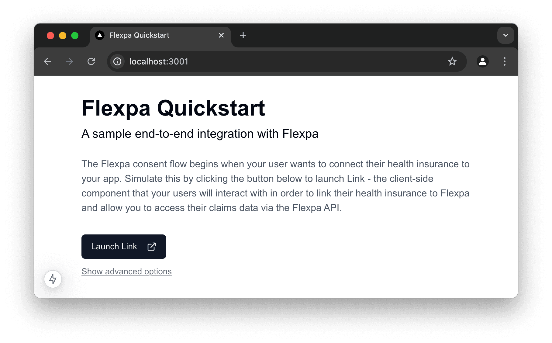 Quickstart landing page