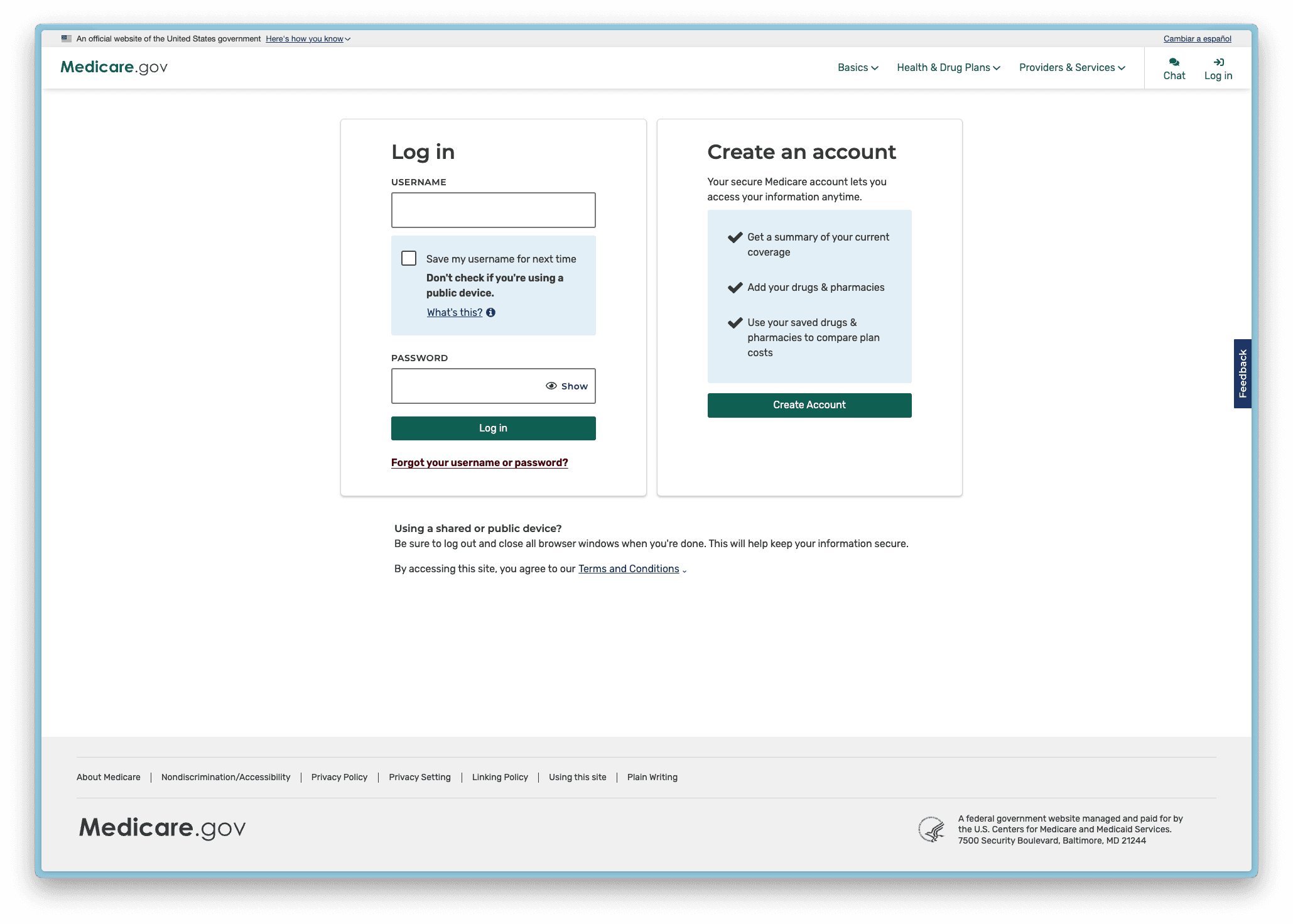 Medicare Account Creation