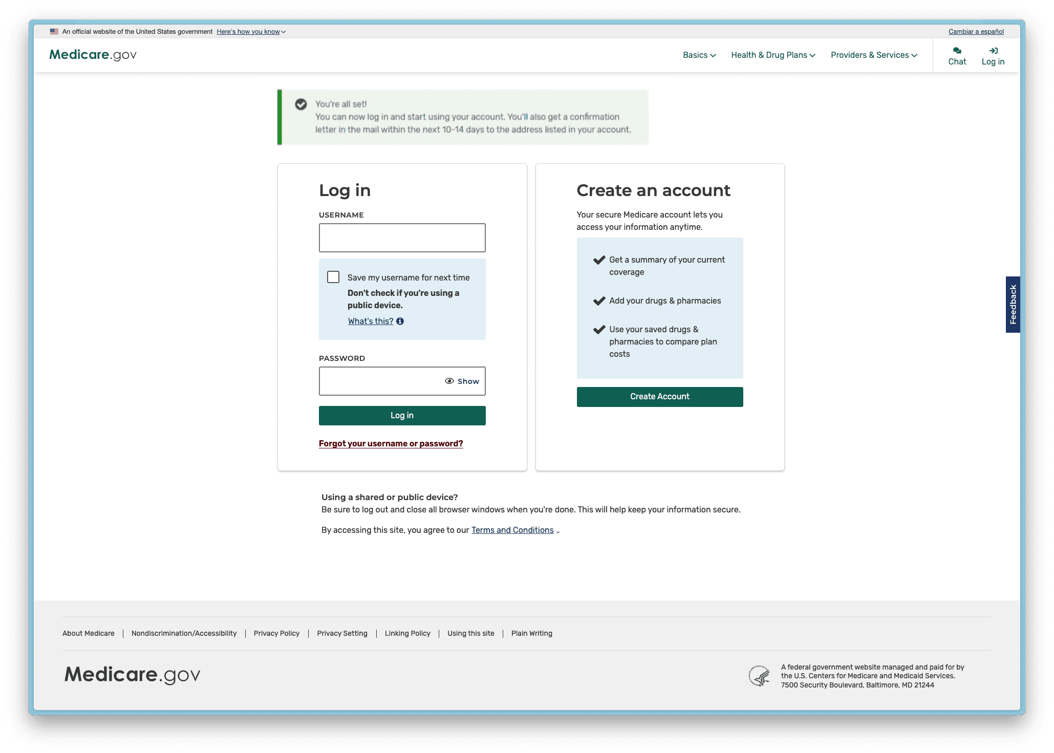 Medicare Account Creation